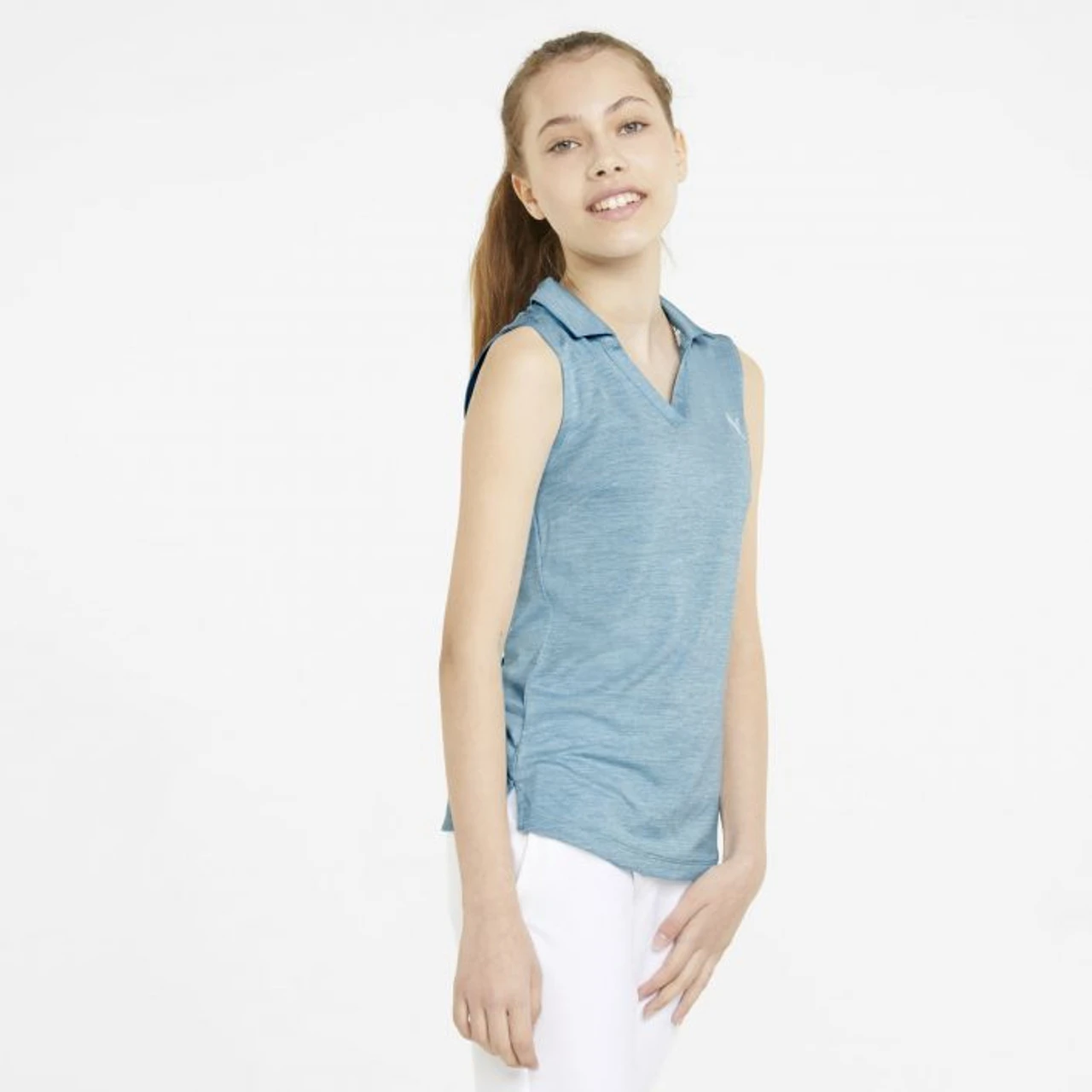 PUMA Golf Puma Girls Sleeveless Heather Polo - Image 5