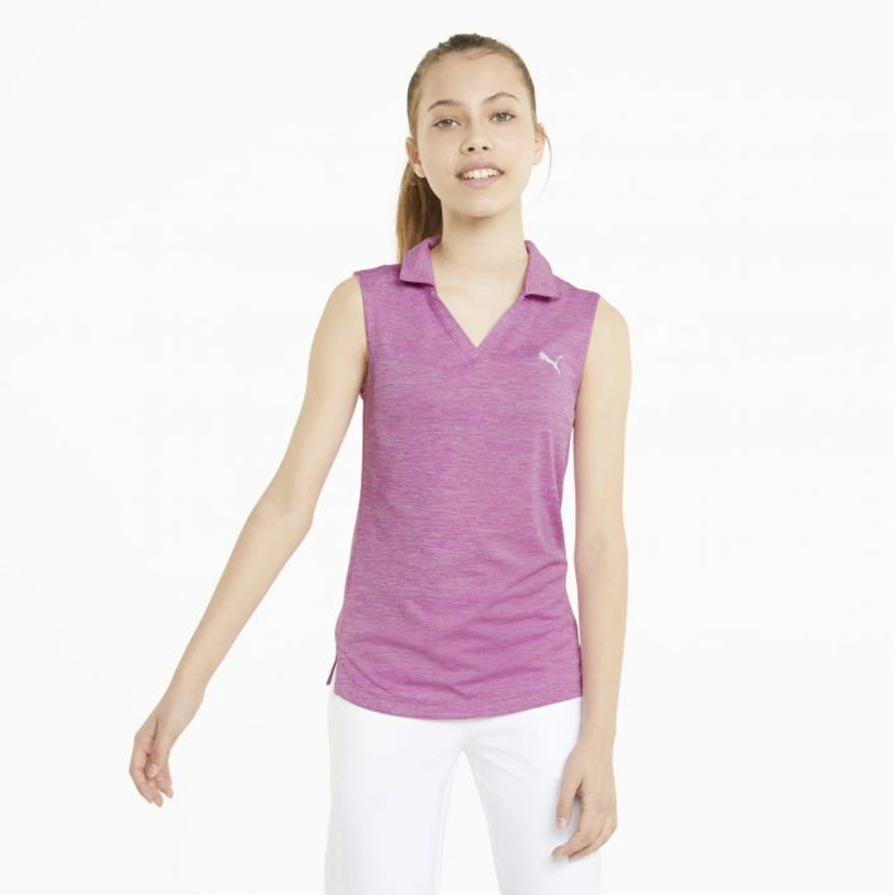 PUMA Golf Puma Girls Sleeveless Heather Polo