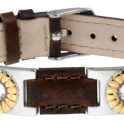 Sabona Brown Leather Gem Duet Magnetic Bracelet